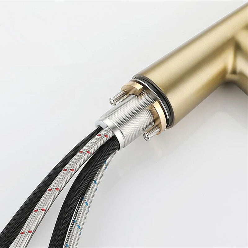 Brushed Gold High-Arc Kitchen Faucet with Pull-Down - Image 4