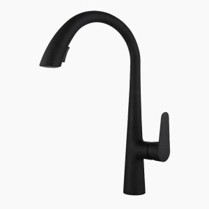 Modern Matte Black Pull-Down Kitchen Faucet