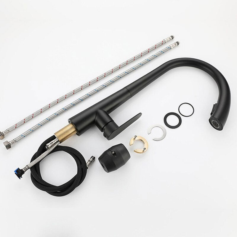 Modern Matte Black Pull-Down Kitchen Faucet - Image 2