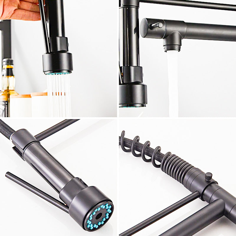 Matte Black Dual Spout Pull-Down Kitchen Faucet - Image 3