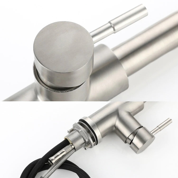Modern Brushed Nickel Kitchen Faucet with Pull-Down Spray - Image 2