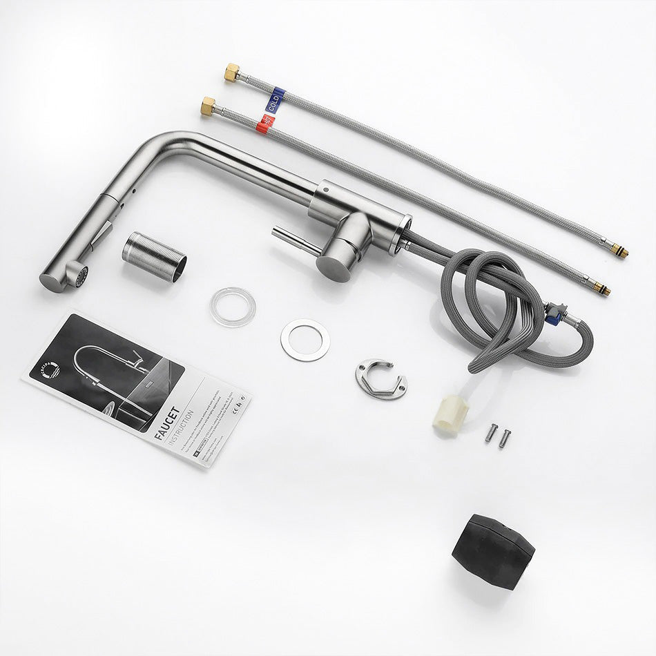 Modern Brushed Nickel Kitchen Faucet with Pull-Down Spray - Image 4