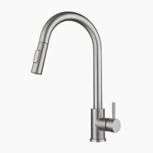 Modern Brushed Nickel Pull-Down Kitchen Faucet