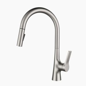Brushed Nickel Gooseneck Kitchen Faucet with Pull-Down