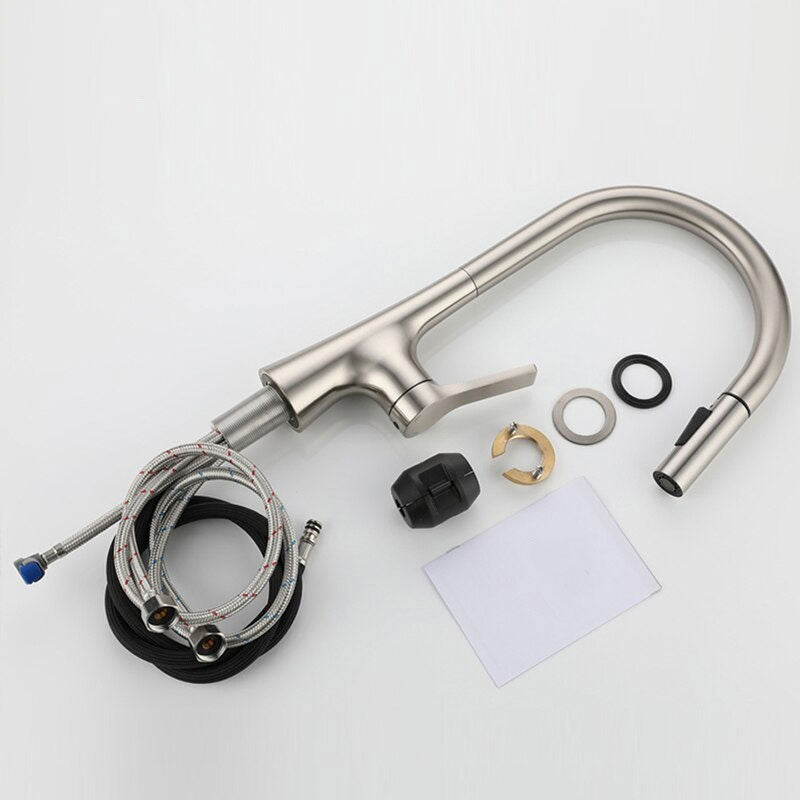 Brushed Nickel Gooseneck Kitchen Faucet with Pull-Down - Image 4