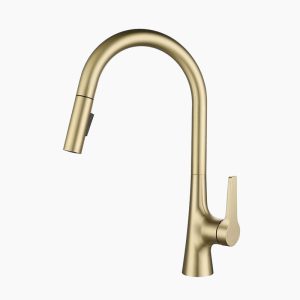 Modern Brushed Gold Pull-Down Kitchen Faucet