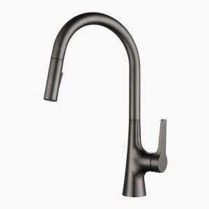Gunmetal Grey High-Arc Kitchen Faucet Pull-Down