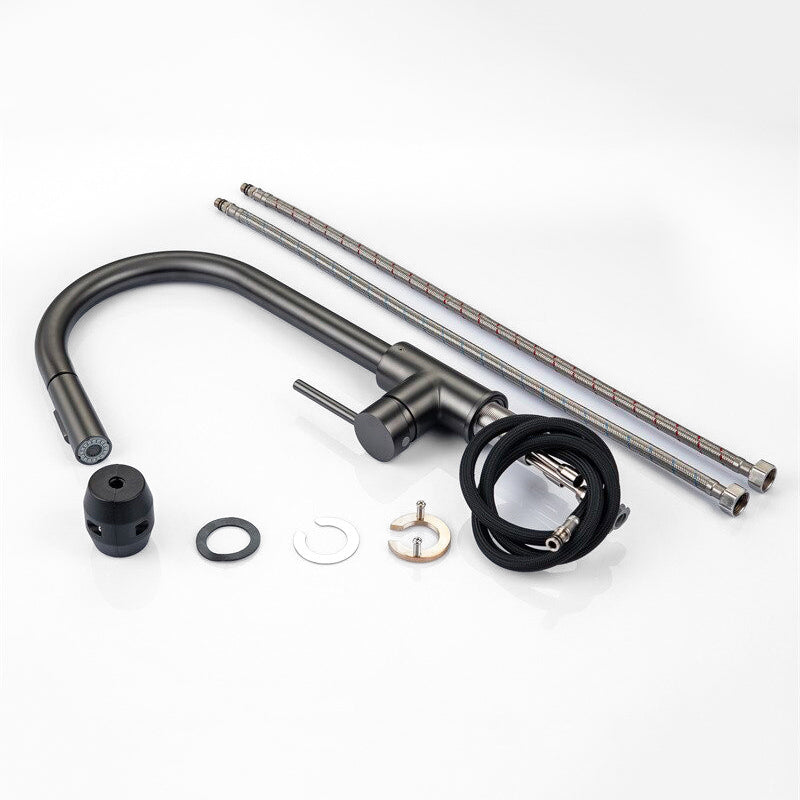 Matte Black Gooseneck Kitchen Faucet Pull-Down - Image 3