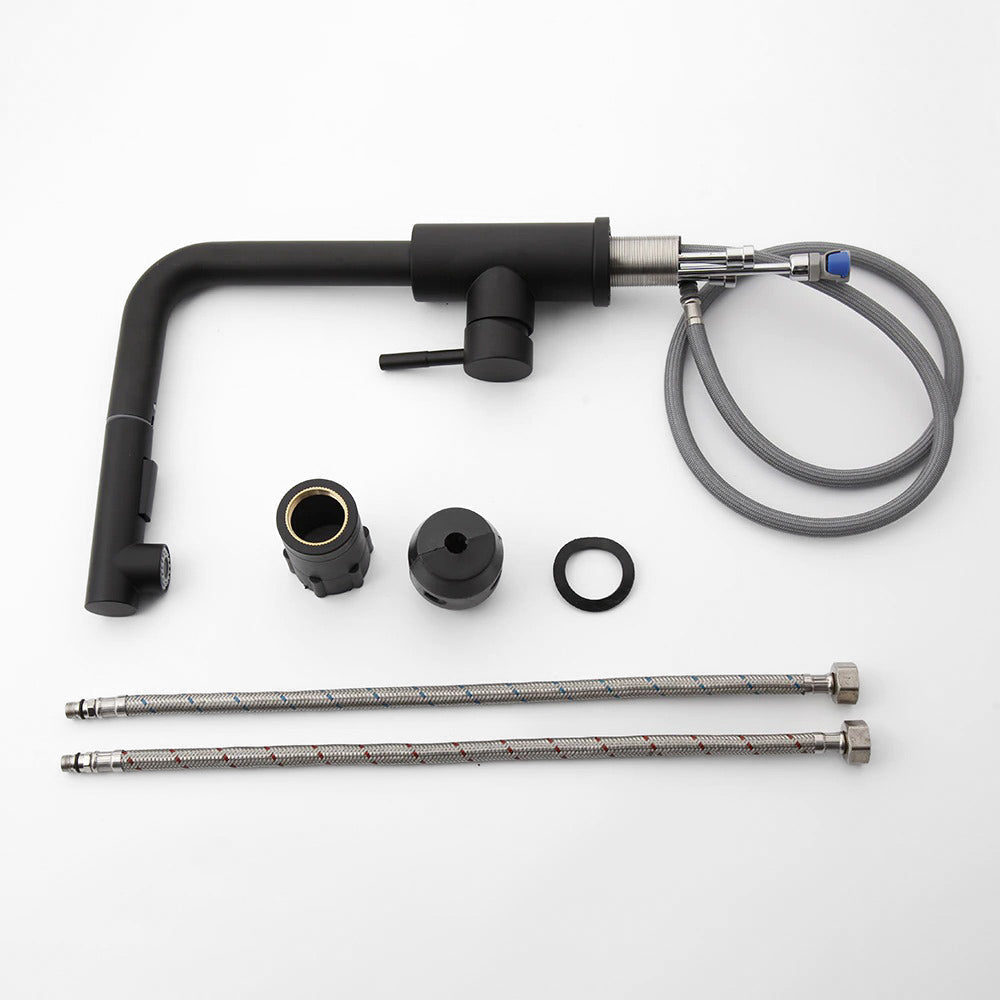 Matte Black Kitchen Faucet with Pull-Down Sprayer - Image 3