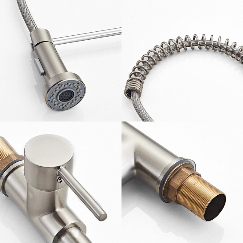 High-Arc Brushed Nickel Pull-Down Faucet with Exposed Spring - Image 4