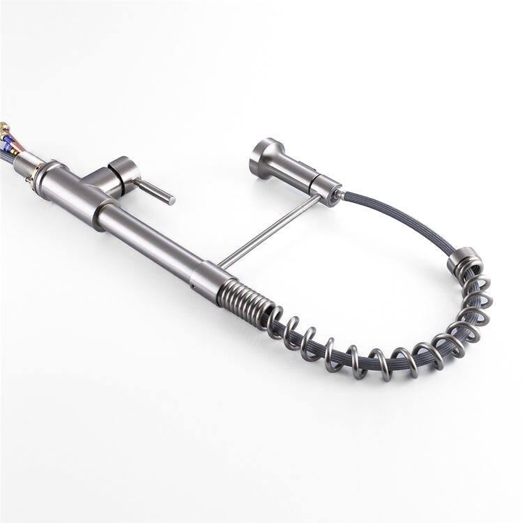 High-Arc Brushed Nickel Pull-Down Faucet with Exposed Spring - Image 3
