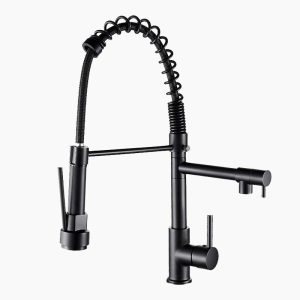 Matte Black Dual Spout Pull-Down Kitchen Faucet