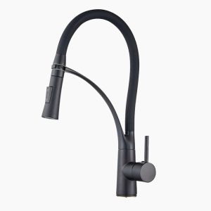 Modern Matte Black Kitchen Faucet with Flexible Sprayer
