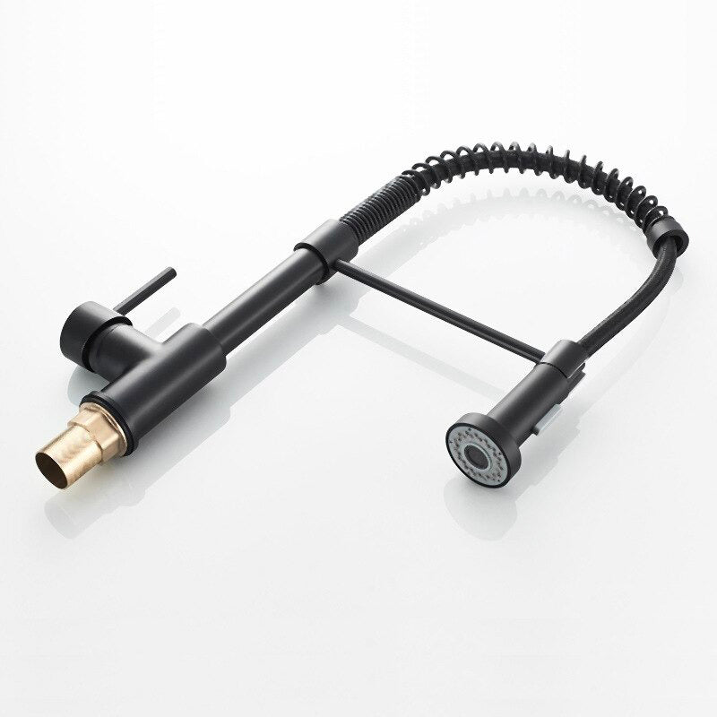 Modern Matte Black Spring Pull-Down Kitchen Faucet - Image 2