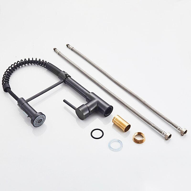 Modern Matte Black Spring Pull-Down Kitchen Faucet - Image 3
