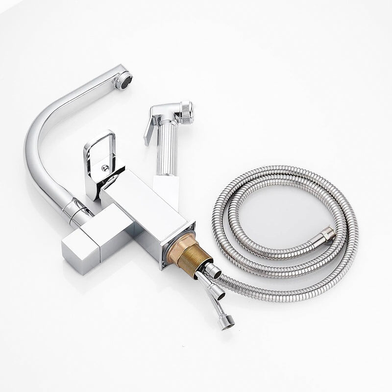 Modern Chrome Kitchen Faucet with Side Spray - Image 2