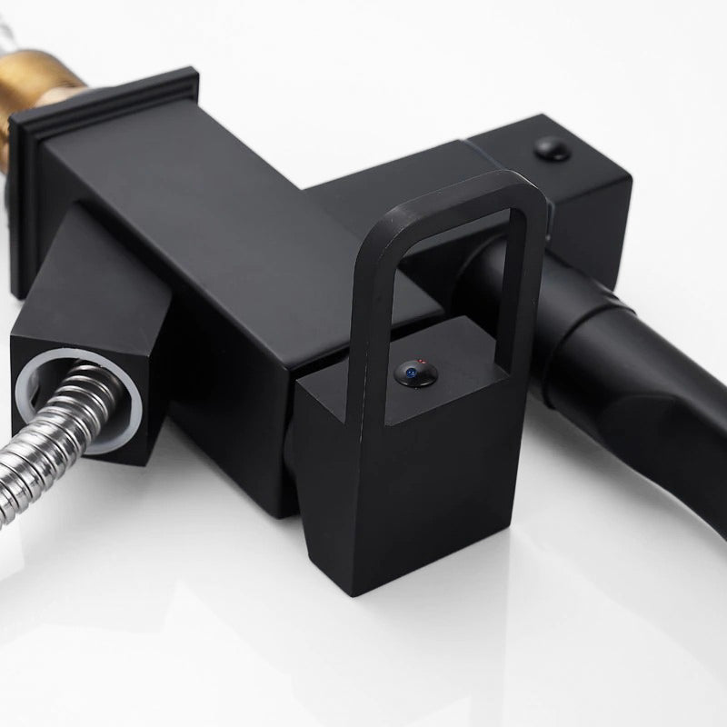 Modern Matte Black Gooseneck Kitchen Faucet with Sprayer - Image 3