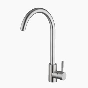 High Arc Gooseneck Kitchen Faucet in Brushed Steel