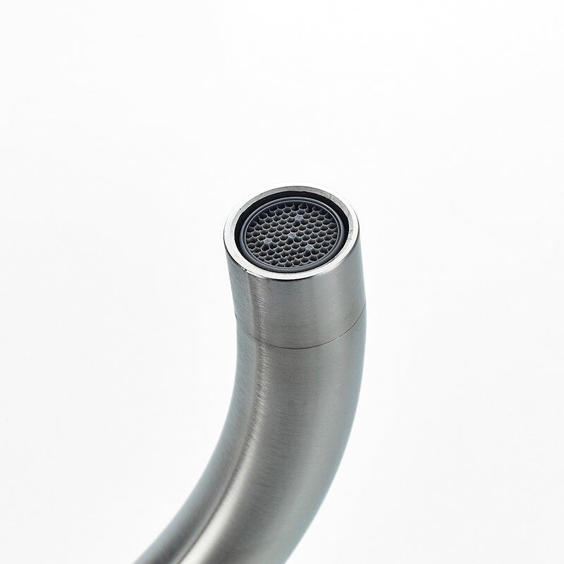 High Arc Gooseneck Kitchen Faucet in Brushed Steel - Image 2