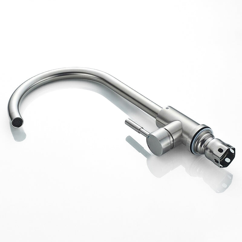 High Arc Gooseneck Kitchen Faucet in Brushed Steel - Image 3