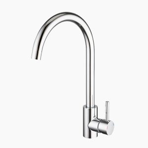 Sleek Chrome Gooseneck Kitchen Faucet