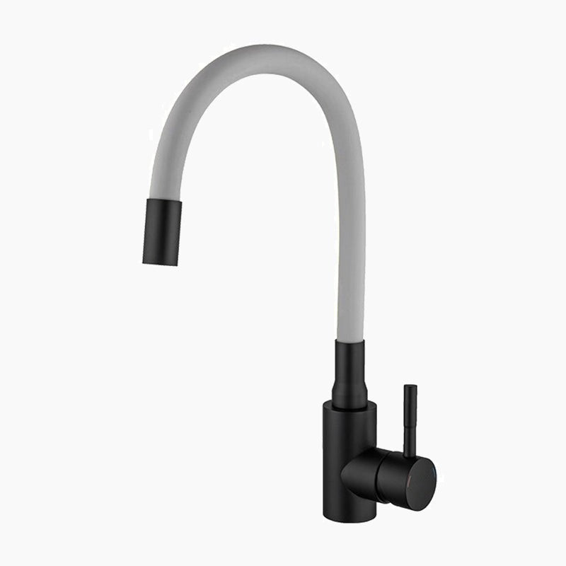 Black flexible gooseneck kitchen mixer tap, Grey Mixer