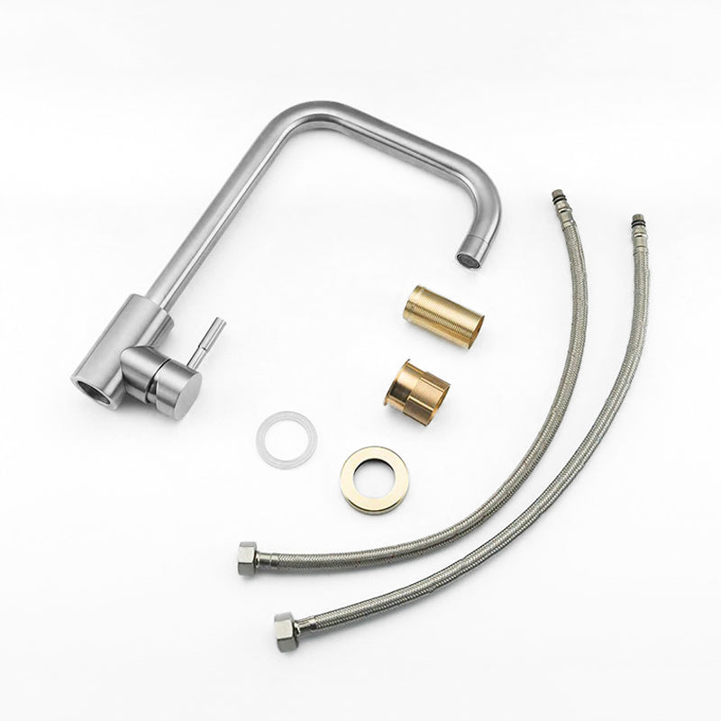 Modern Brushed Nickel Kitchen Faucet, Square Spout - Image 3