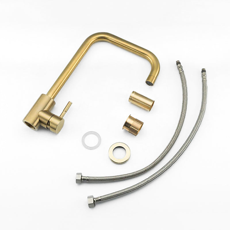 Brushed Gold Modern High Arc Kitchen Faucet - Image 4