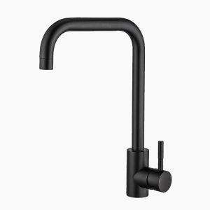 Matte Black L-Shaped Gooseneck Kitchen Faucet