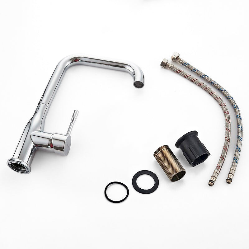 Modern Chrome Kitchen Faucet with Square Spout - Image 2