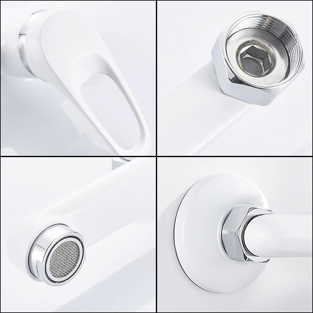 White Single Lever Wall Mounted Kitchen Faucet - Image 3