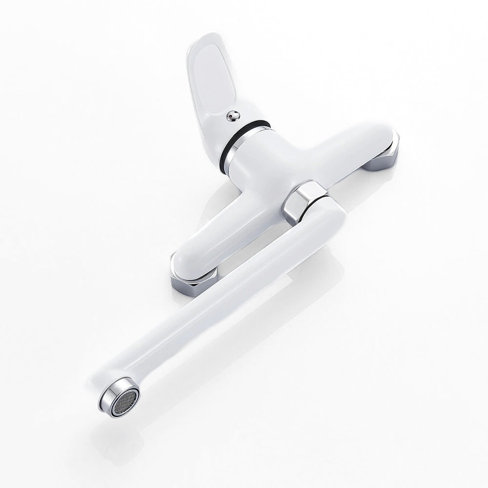 White Single Lever Wall Mounted Kitchen Faucet - Image 4
