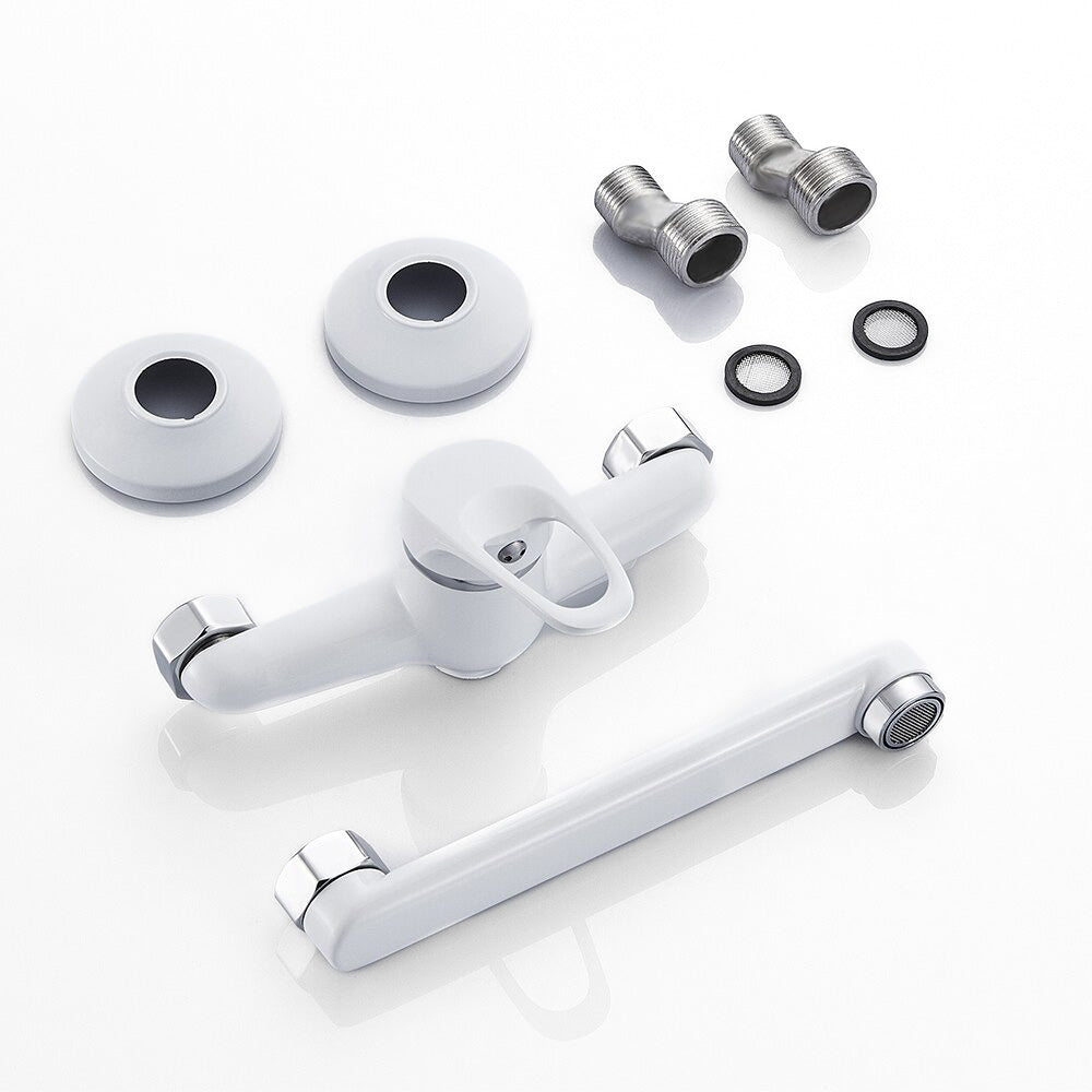 White Single Lever Wall Mounted Kitchen Faucet - Image 2