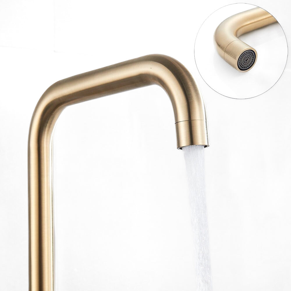 Modern Matte Gold Kitchen Faucet with Square Spout - Image 4