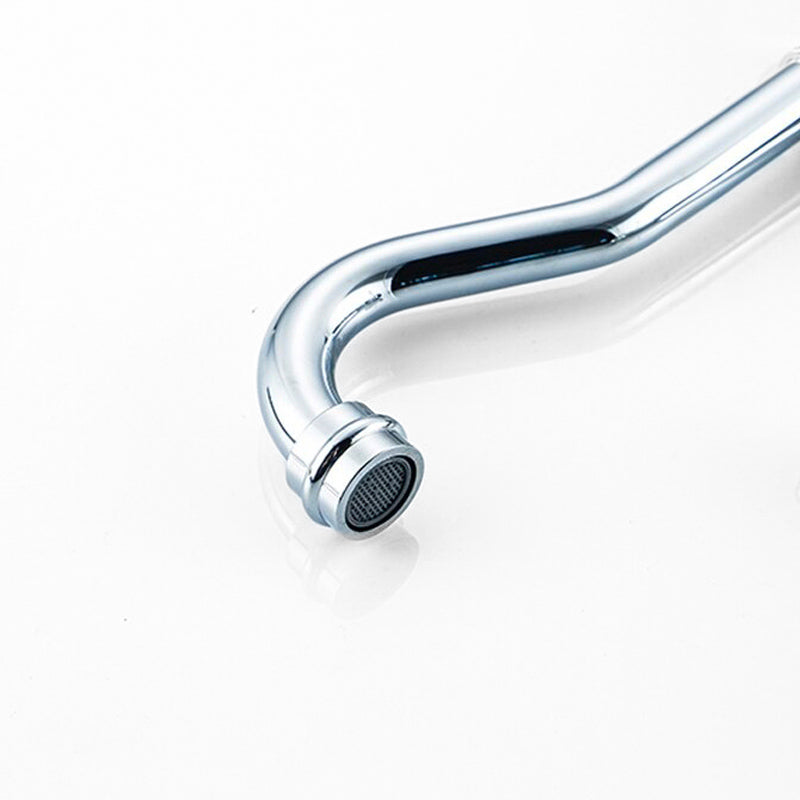 Retro Chrome Kitchen Faucet with Porcelain Handle - Image 4