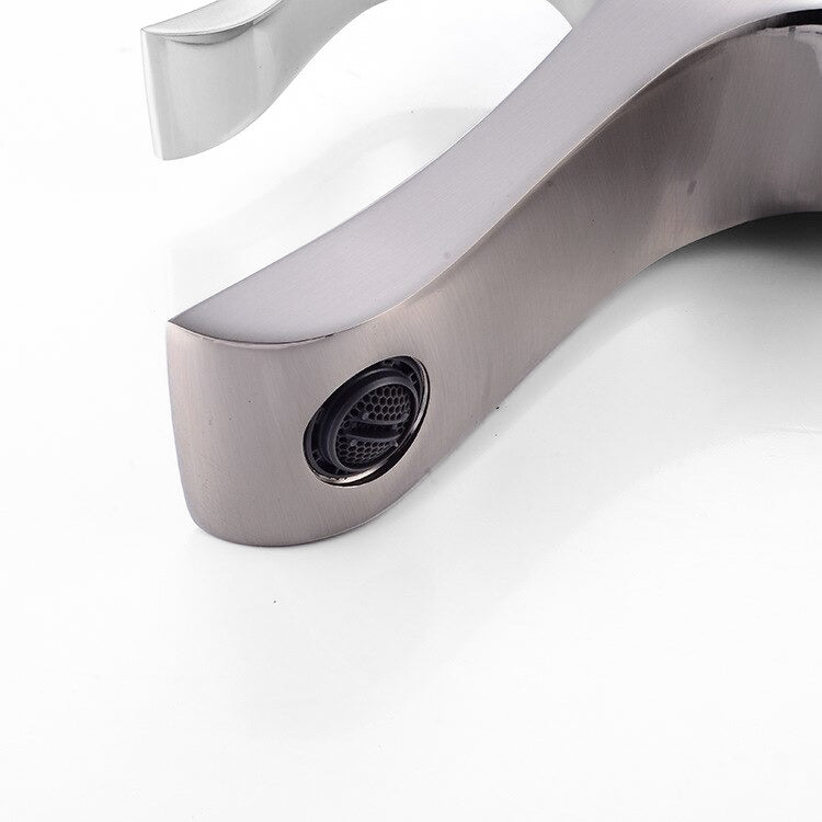 Sculptural Brushed Nickel Single Handle Lavatory Faucet - Image 2