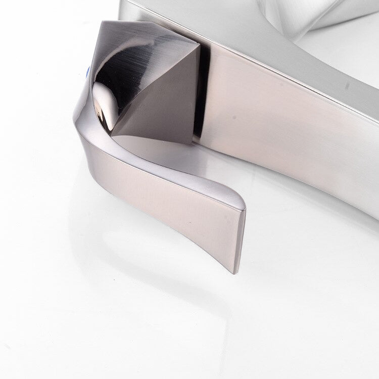 Sculptural Brushed Nickel Single Handle Lavatory Faucet - Image 3