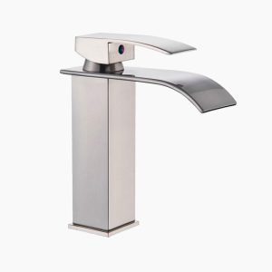 Modern Brushed Nickel Tall Waterfall Faucet