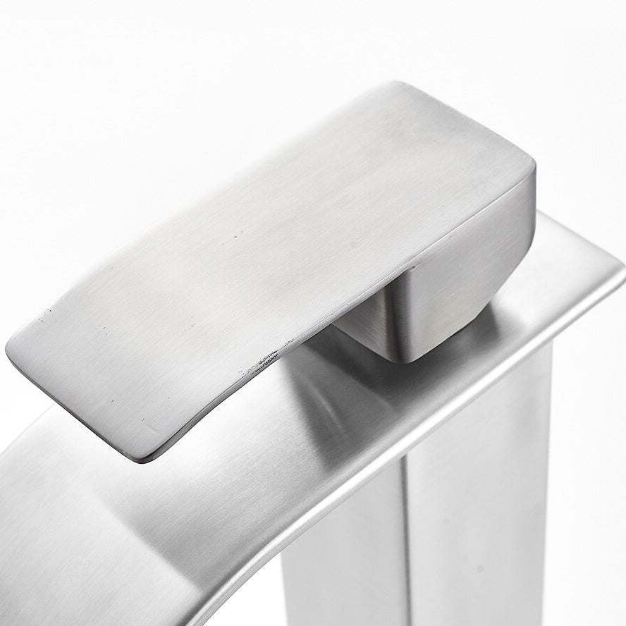 Modern Brushed Nickel Tall Waterfall Faucet - Image 3