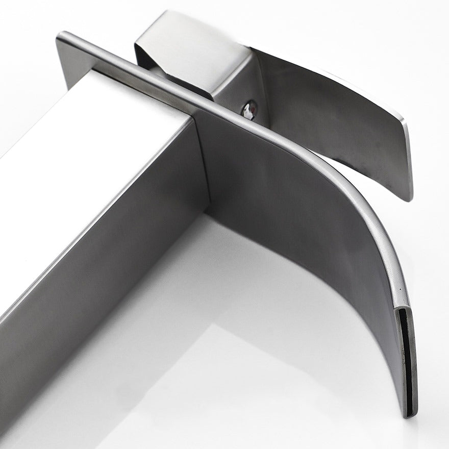 Modern Brushed Nickel Tall Waterfall Faucet - Image 4