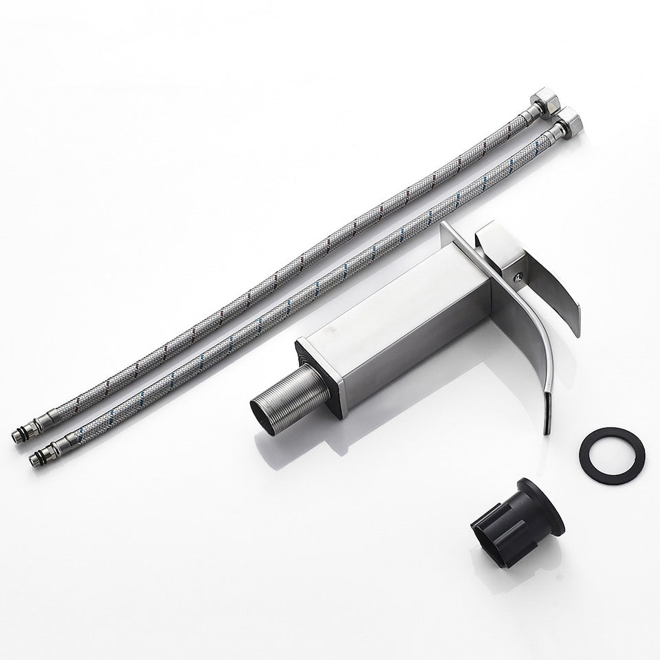 Modern Brushed Nickel Tall Waterfall Faucet - Image 2
