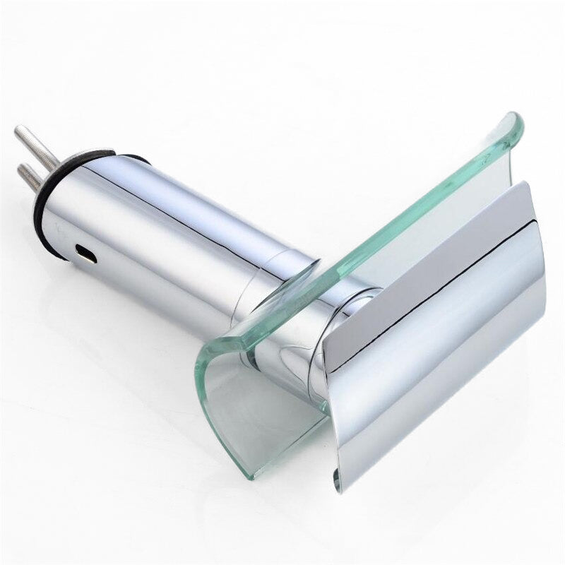 Modern Chrome Waterfall Faucet with Glass Spout - Image 2
