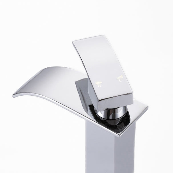 Tall Chrome Single Handle Waterfall Vessel Faucet - Image 4