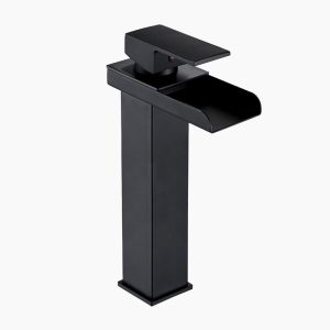 Tall Matte Black Waterfall Basin Faucet