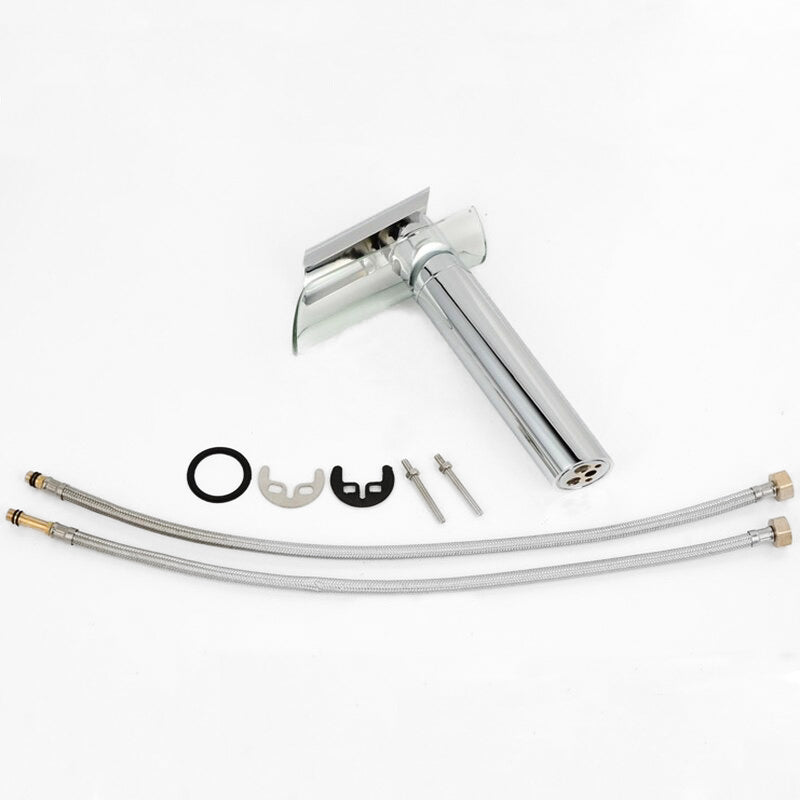 Modern Chrome Glass Waterfall Bathroom Faucet - Image 5