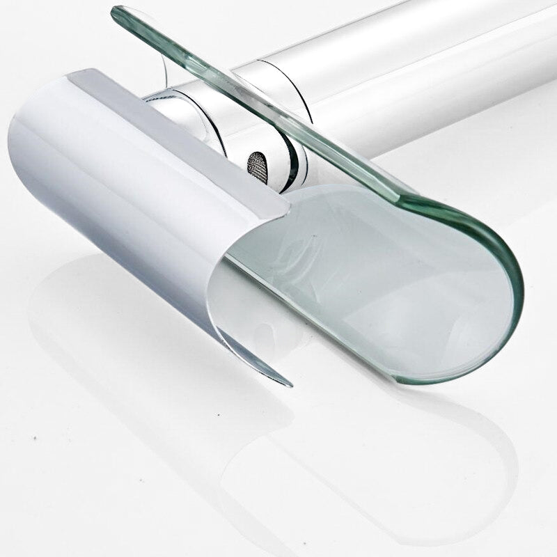 Modern Chrome Glass Waterfall Bathroom Faucet - Image 2