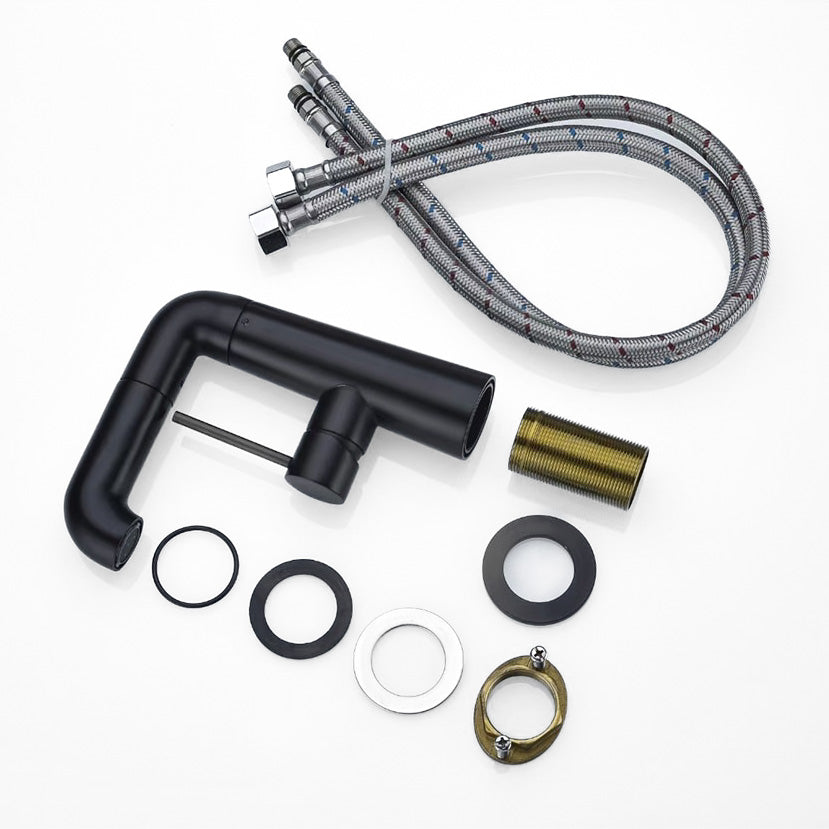 Modern Matte Black High-Arc Pull-Down Kitchen Faucet - Image 2