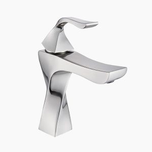 Sculptural Brushed Nickel Single Handle Lavatory Faucet