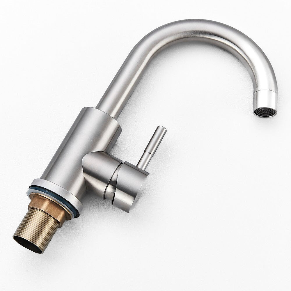 Modern Brushed Stainless Steel Gooseneck Faucet - Image 3