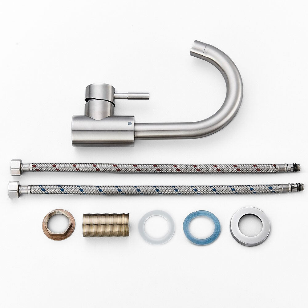 Modern Brushed Stainless Steel Gooseneck Faucet - Image 2